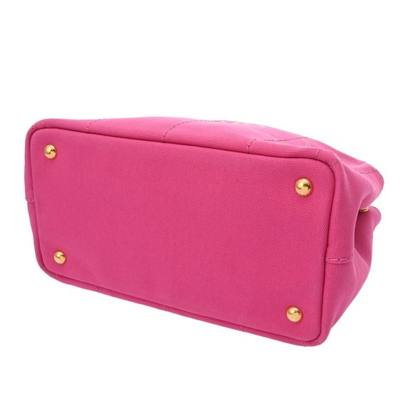 PRADA Canapa Pink Canvas Handbag - Picture 5 of 10